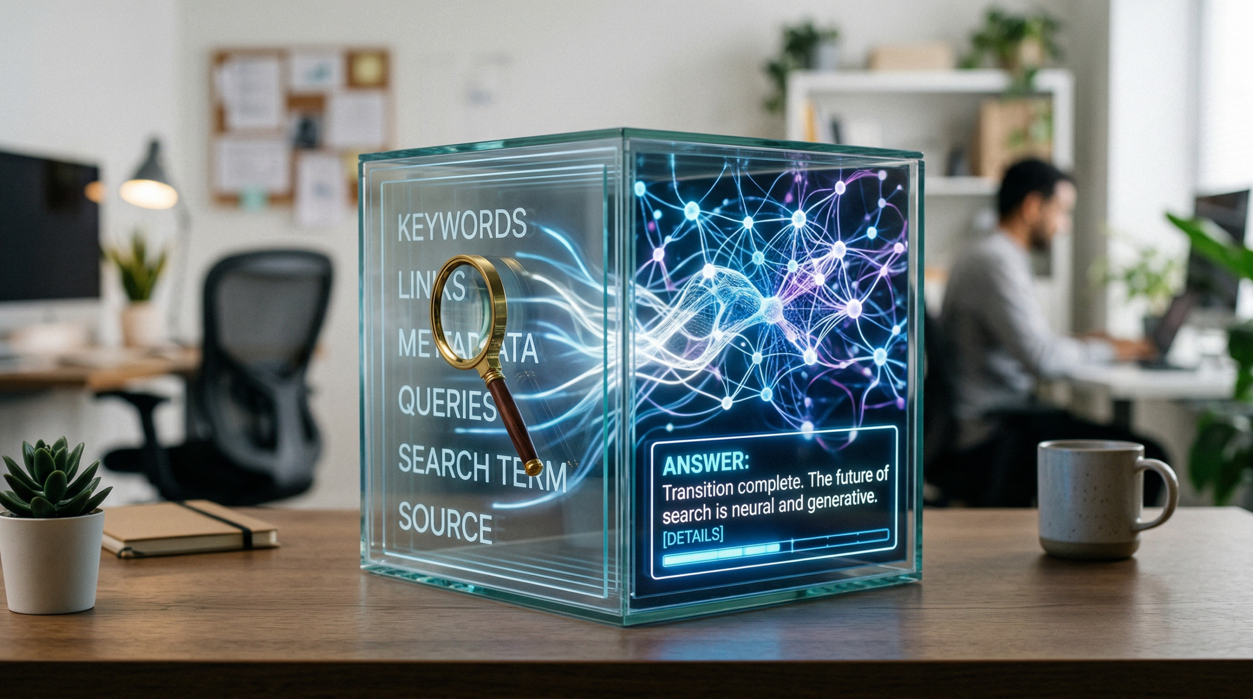 Visualisierung des Wandels von klassischem SEO zu Generative Engine Optimization (GEO)